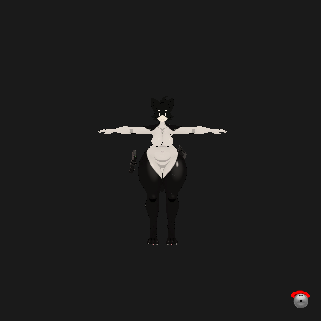 Stylized Tuxedo Kitty - Armed - Front