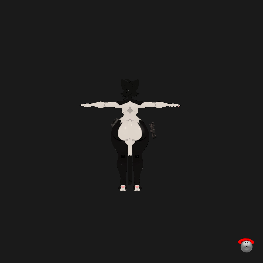 Stylized Tuxedo Kitty - Armed - Back