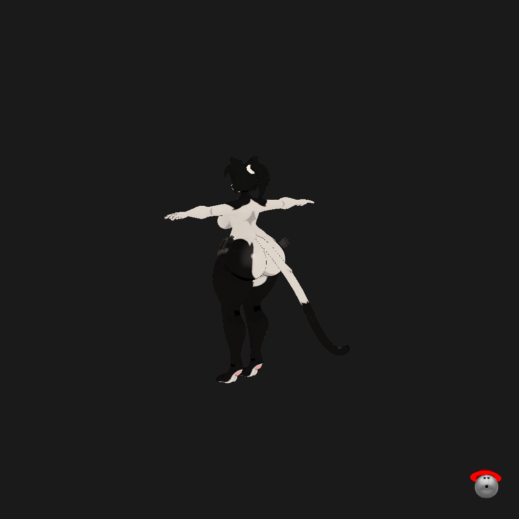 Stylized Tuxedo Kitty - Armed - Back Left