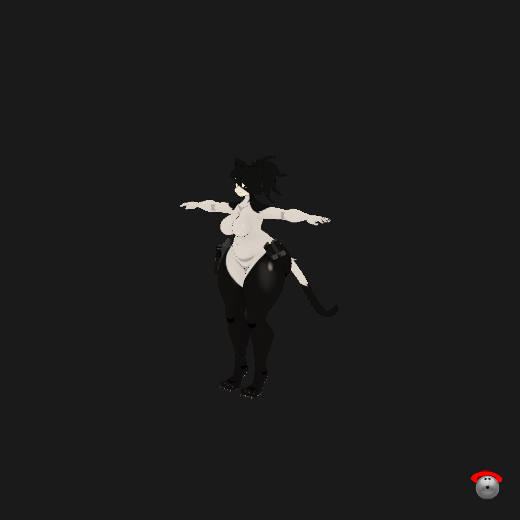 Stylized Tuxedo Kitty - Armed - Front Left