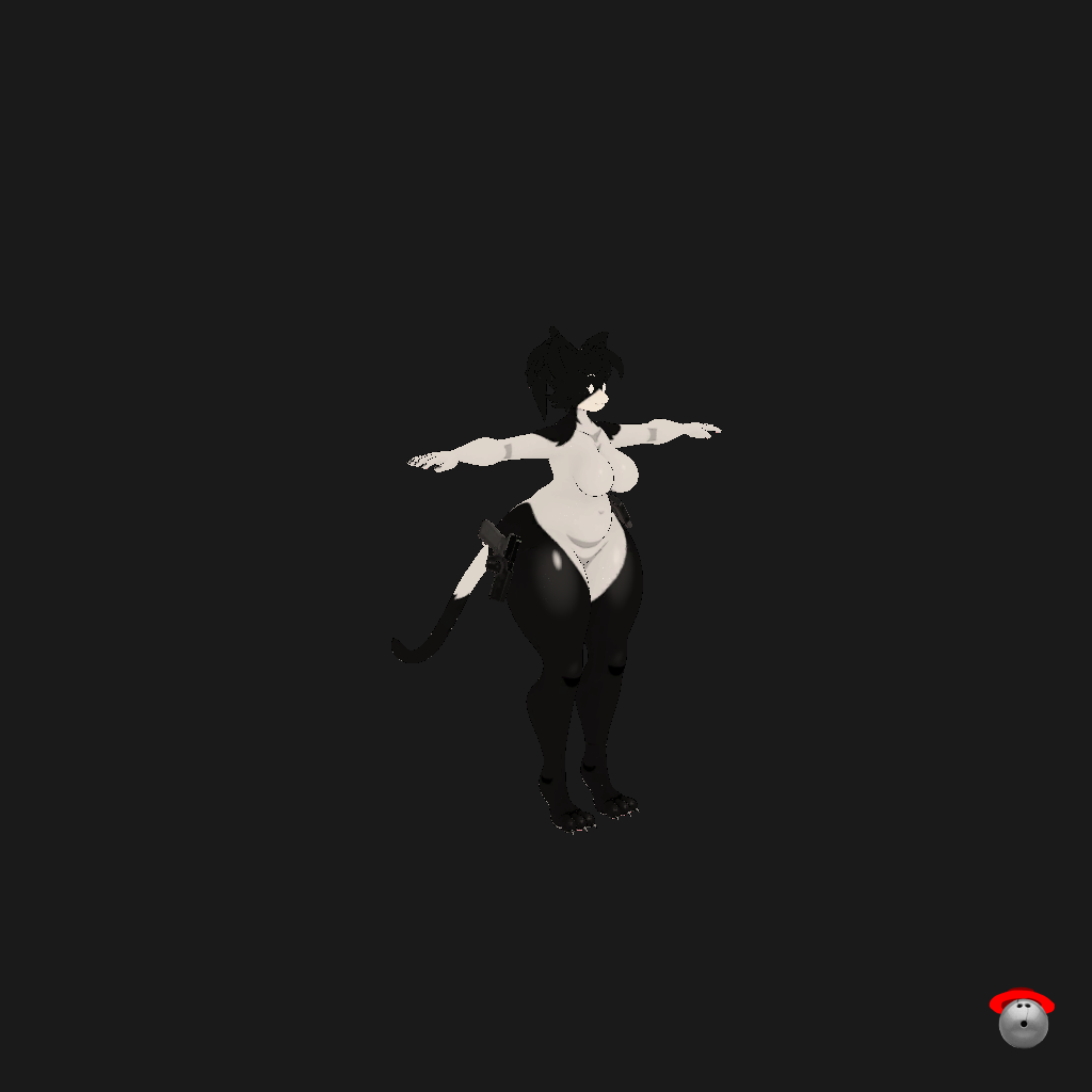 Stylized Tuxedo Kitty - Armed - Front Right