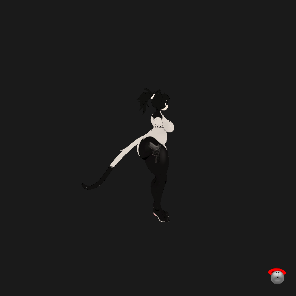 Stylized Tuxedo Kitty - Armed - Right