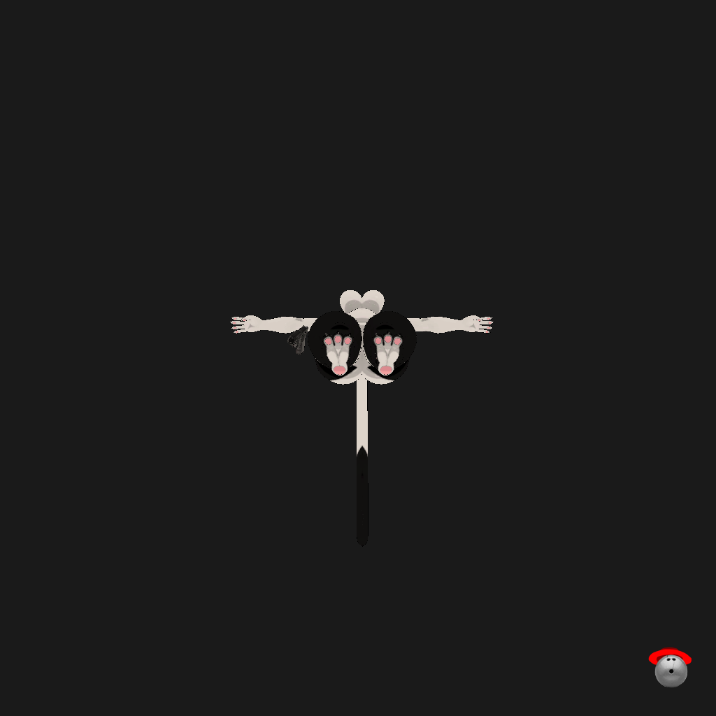 Stylized Tuxedo Kitty - Armed - Straight Bottom